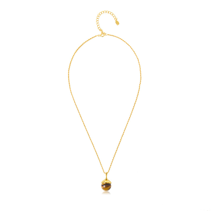 Tiger Eye Acorn Necklace