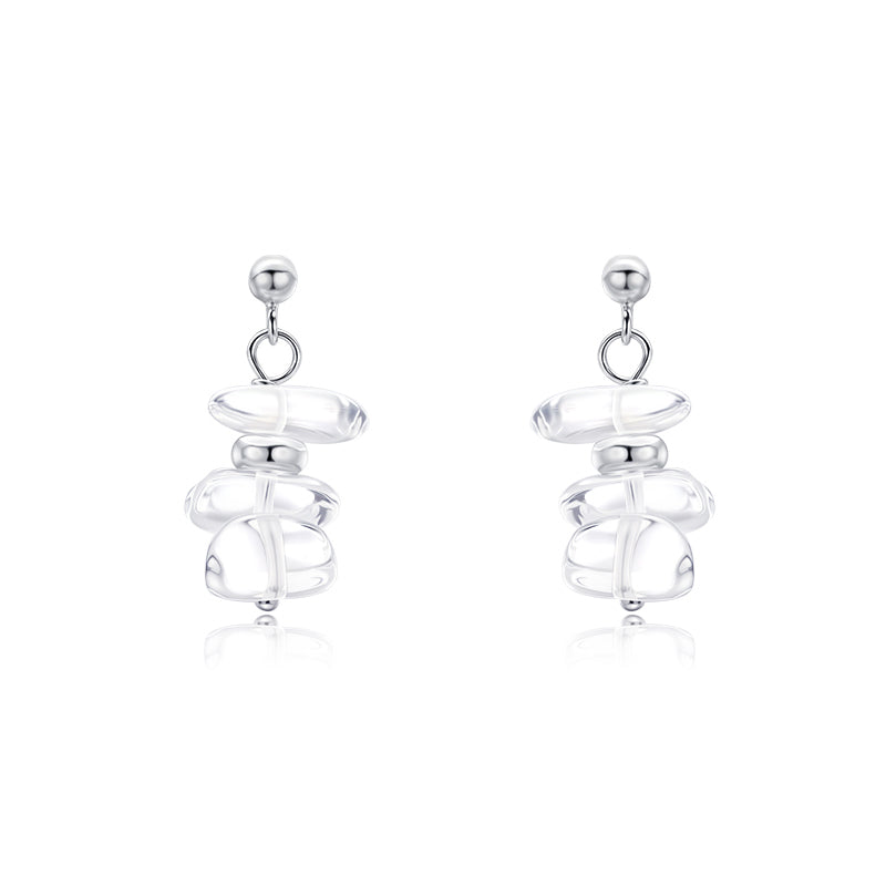 Snow Veil White Crystal Earrings