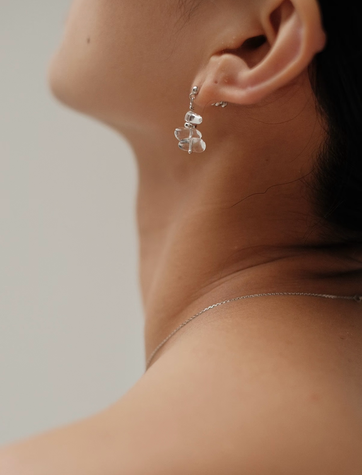 Snow Veil White Crystal Earrings