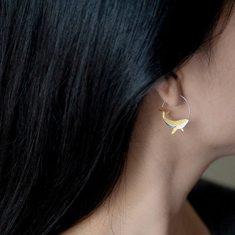 Kanagawa Whale Song Hoop Earrings