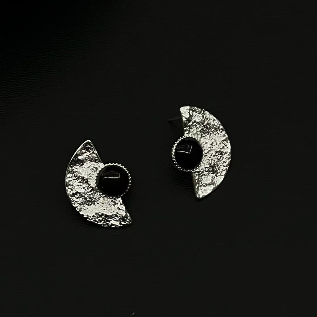 Eclipse Crescents Black Onyx Earrings