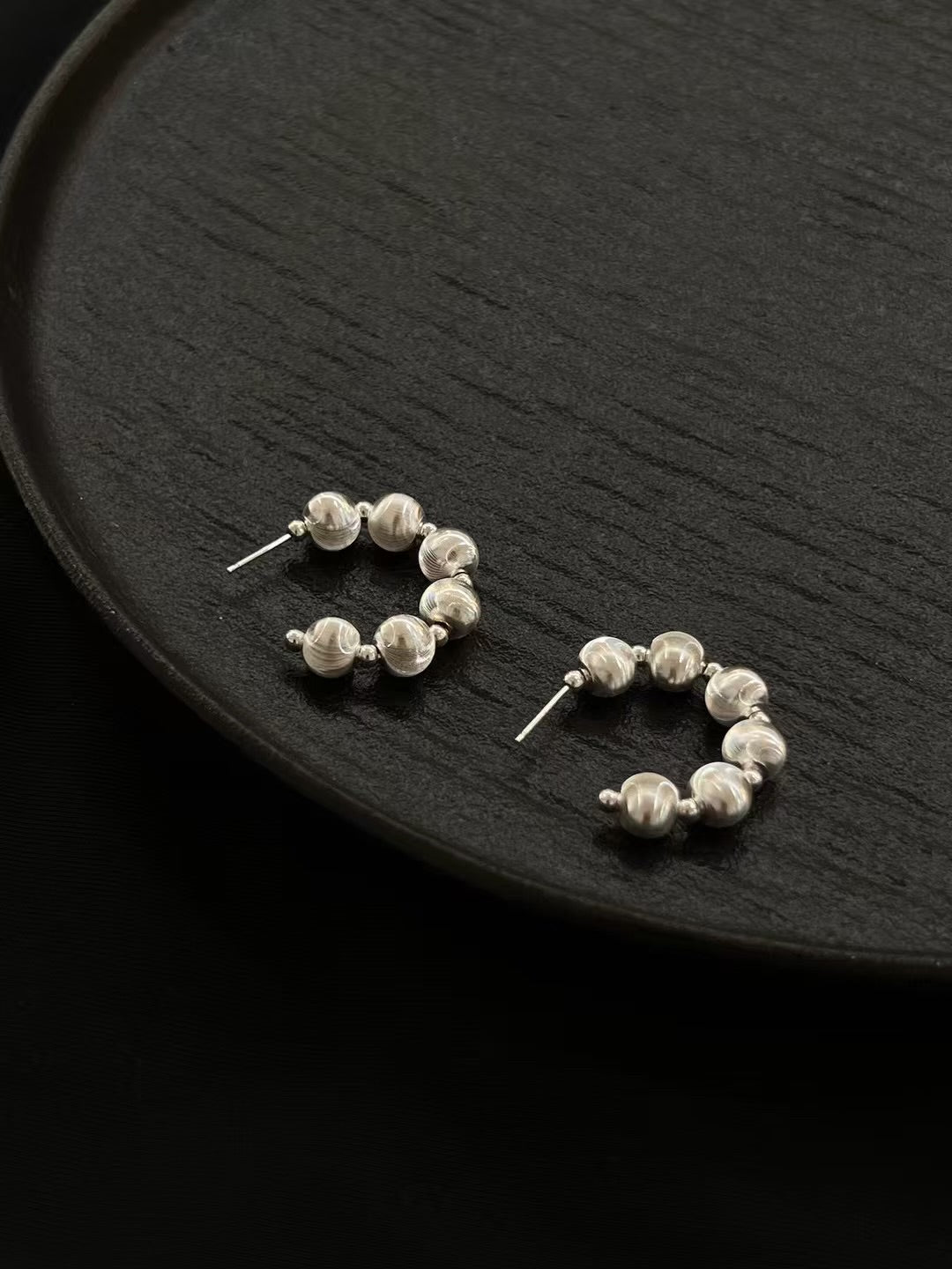 Silver Orbit Hoop Earrings