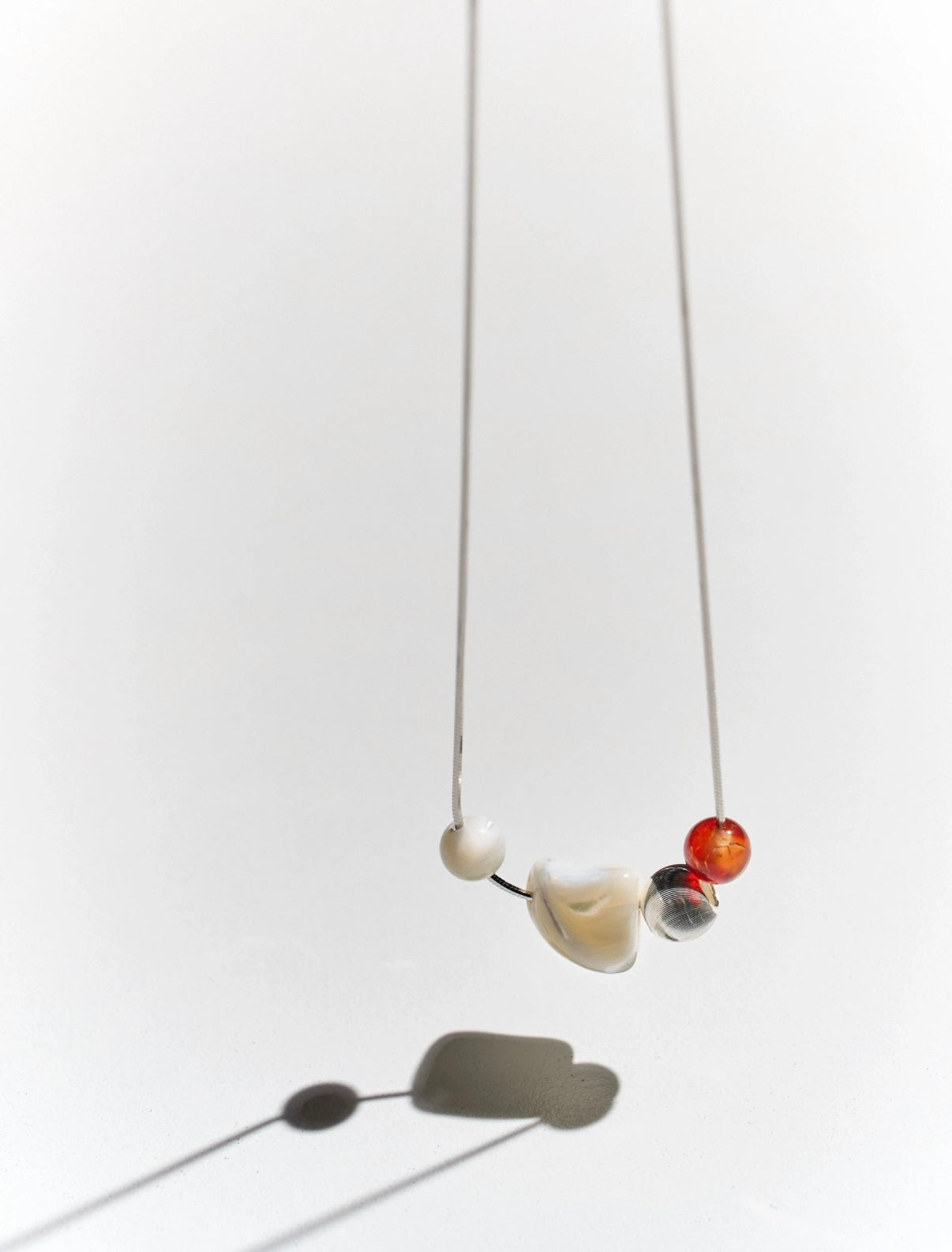 Silken Dewdrop Pure Silver Agate Necklace