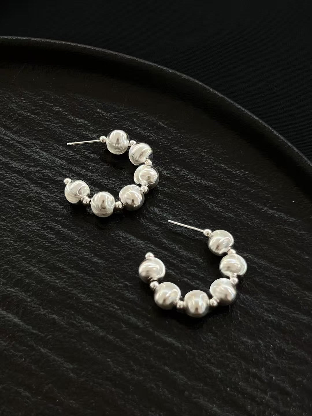 Silver Orbit Hoop Earrings
