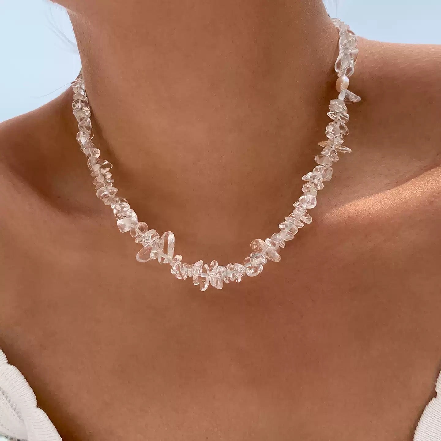 White Crystal Pearl Necklace