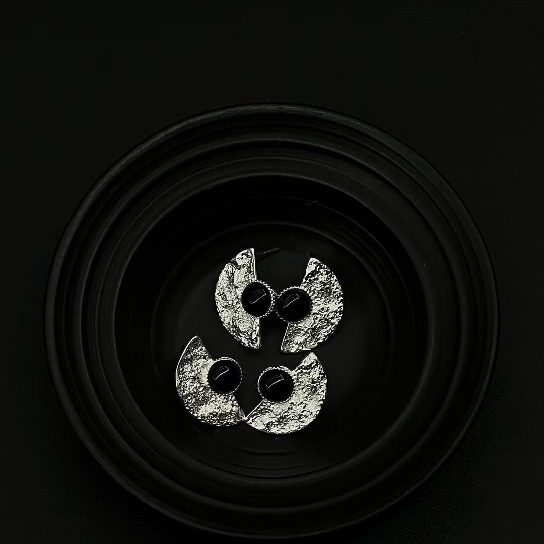 Eclipse Crescents Black Onyx Earrings