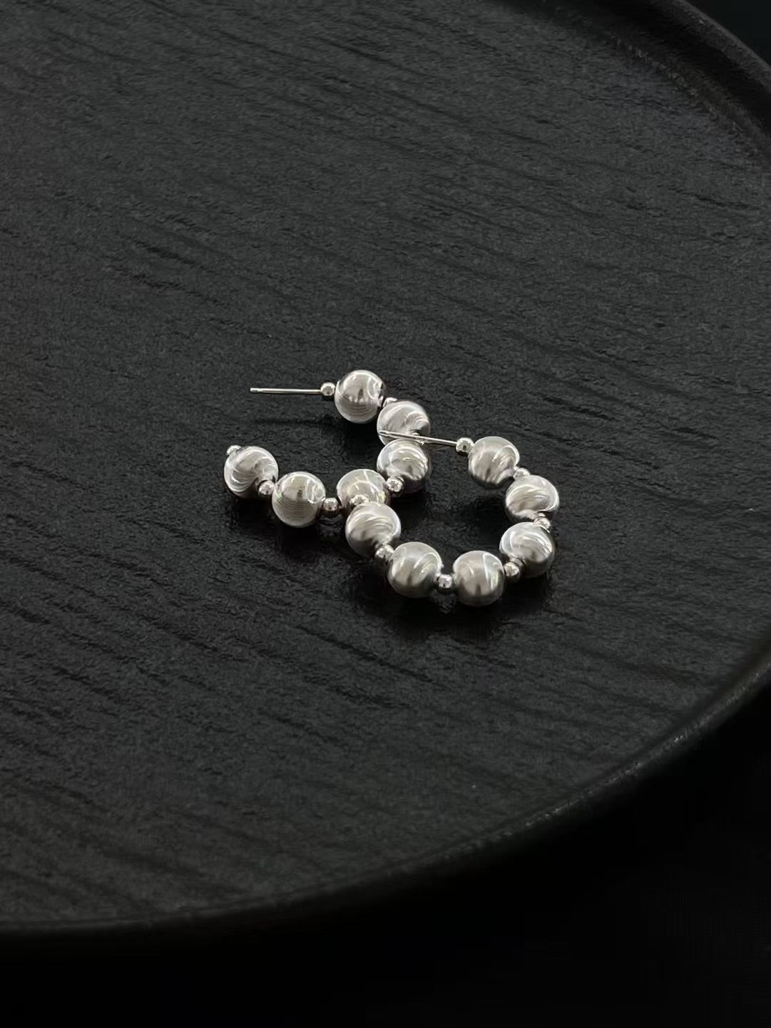 Silver Orbit Hoop Earrings
