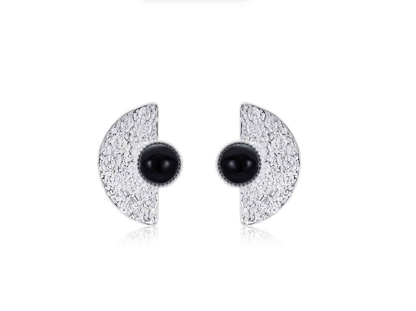 Eclipse Crescents Black Onyx Earrings