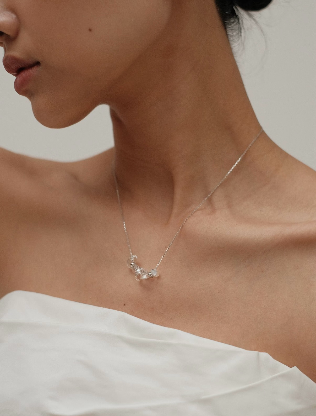 Snow Veil White Crystal Necklace
