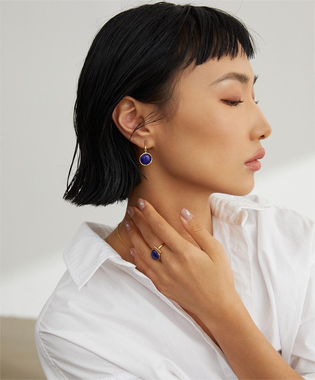 Celestial Lapis Stud Earrings
