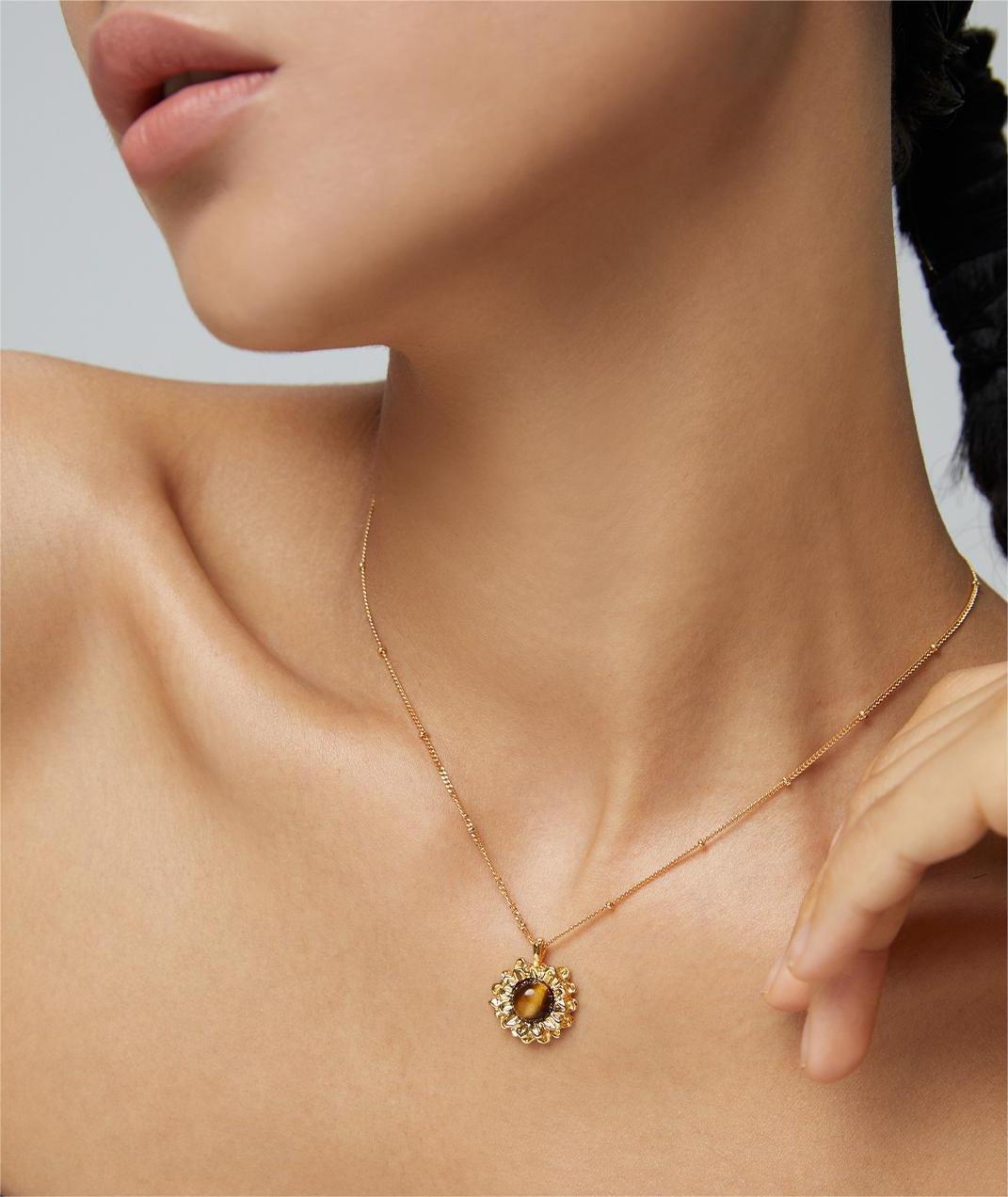 Sunflower Tiger Eye Necklace