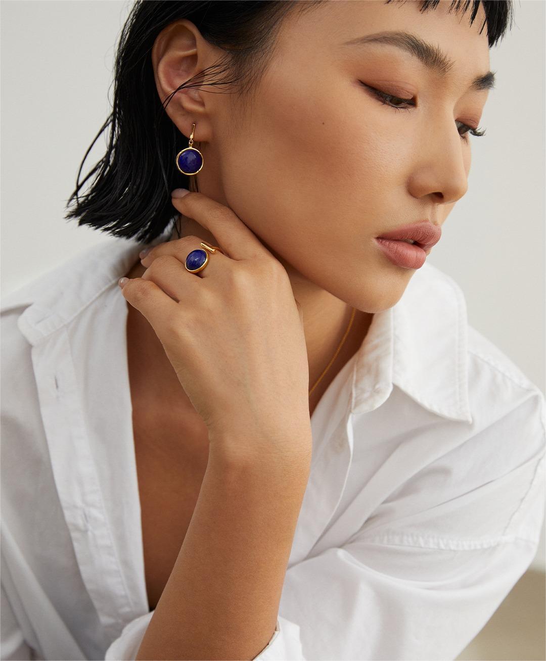 Celestial Lapis Stud Earrings