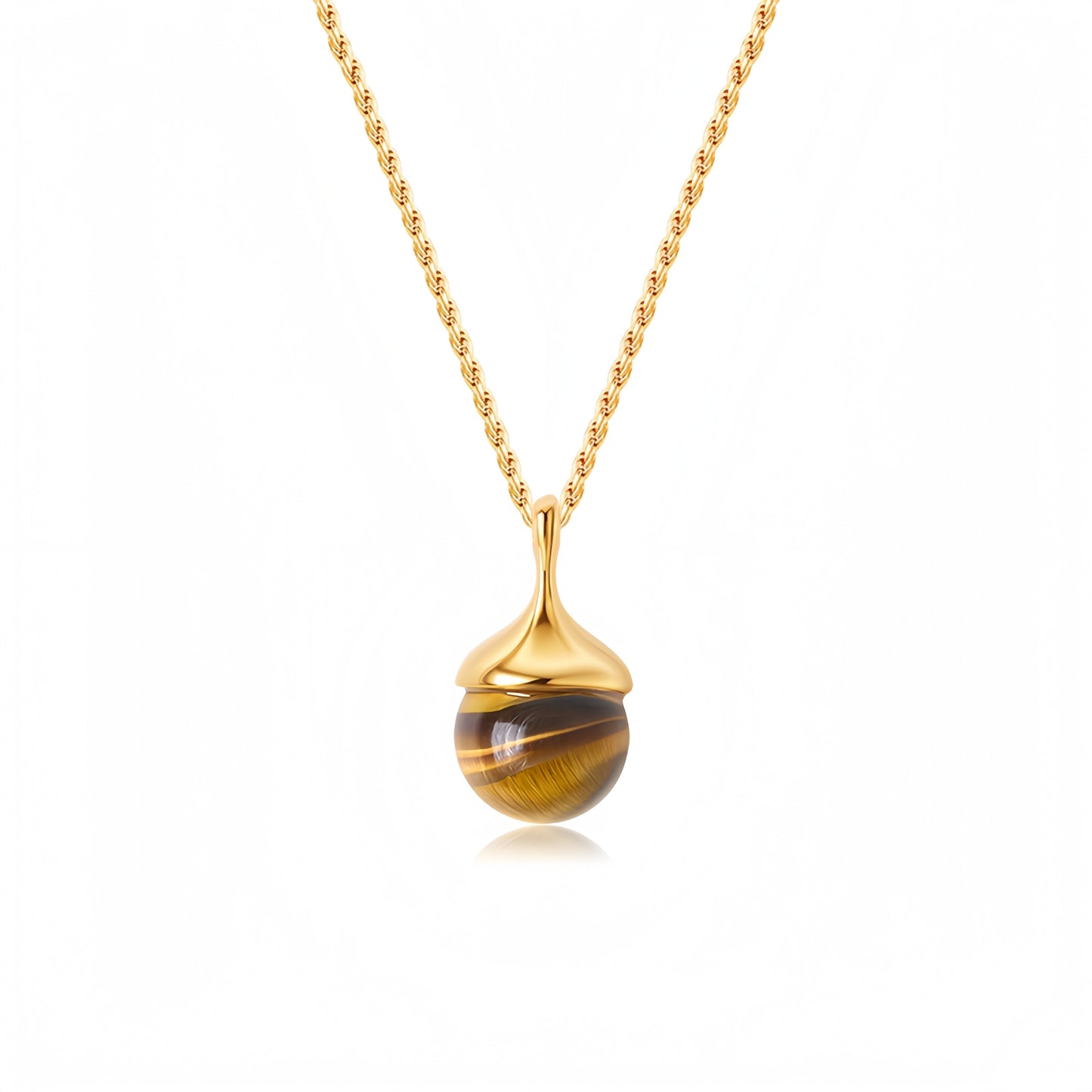 Tiger Eye Acorn Necklace