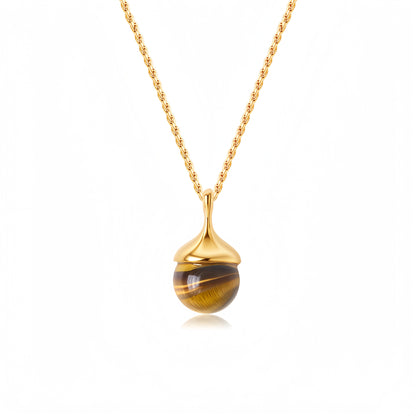 Tiger Eye Acorn Necklace