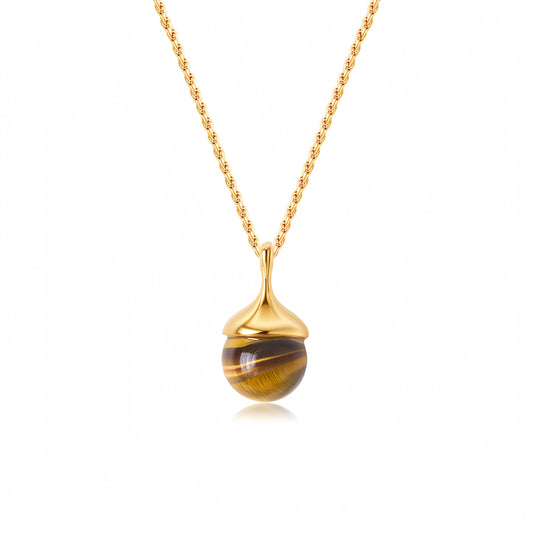 Tiger Eye Acorn Necklace