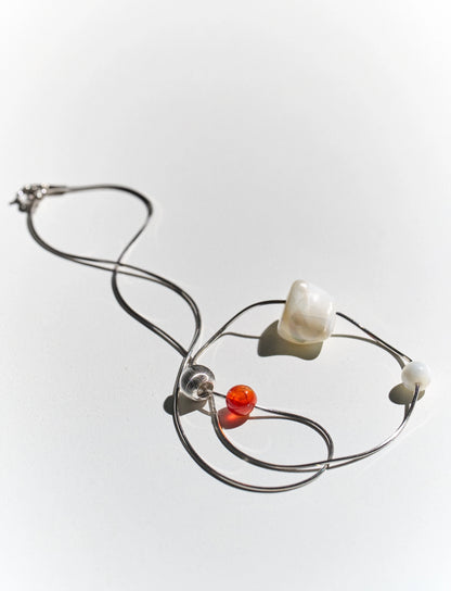 Silken Dewdrop Pure Silver Agate Necklace