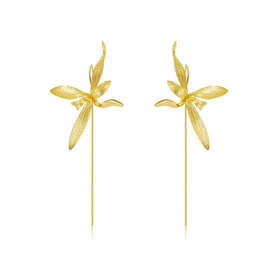 Golden Orchid Earrings