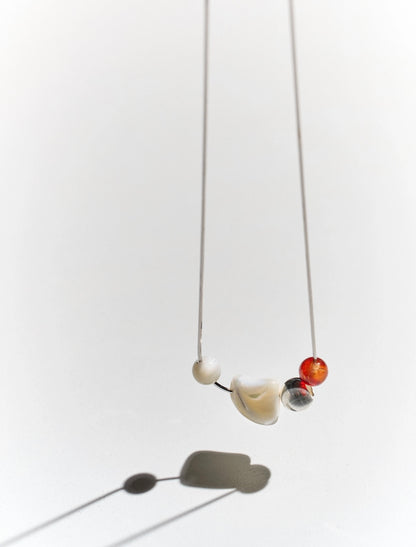 Silken Dewdrop Pure Silver Agate Necklace