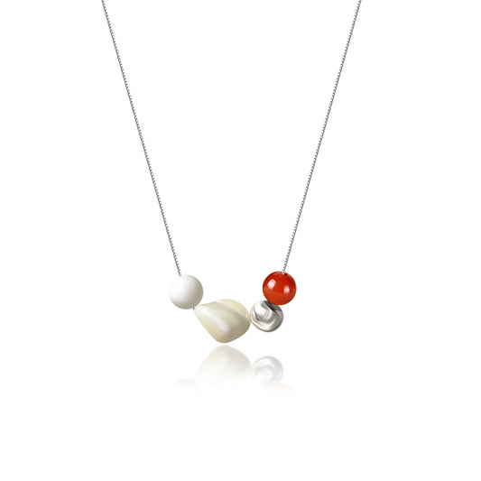 Silken Dewdrop Pure Silver Agate Necklace