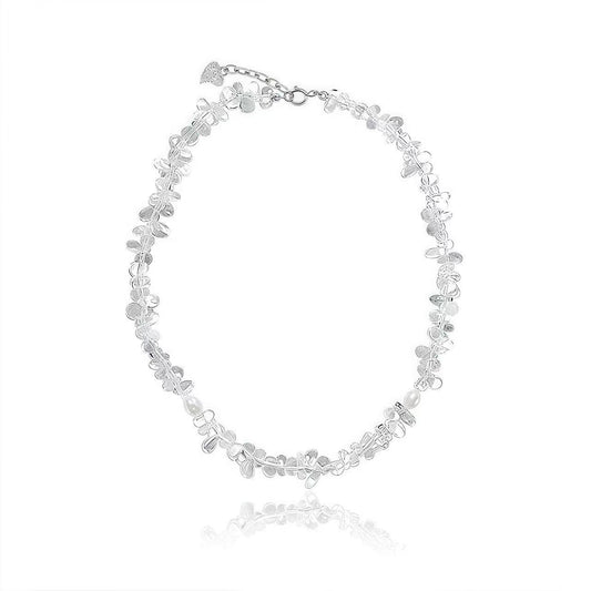 White Crystal Pearl Necklace